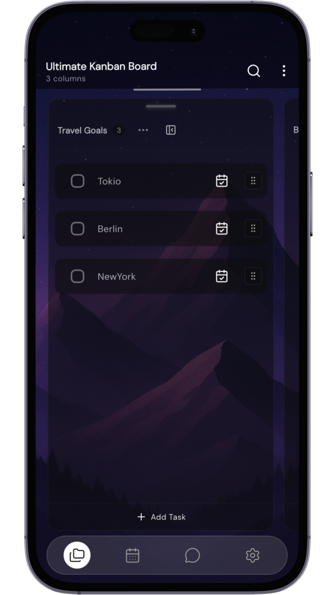 Kanban board view showing workflow columns